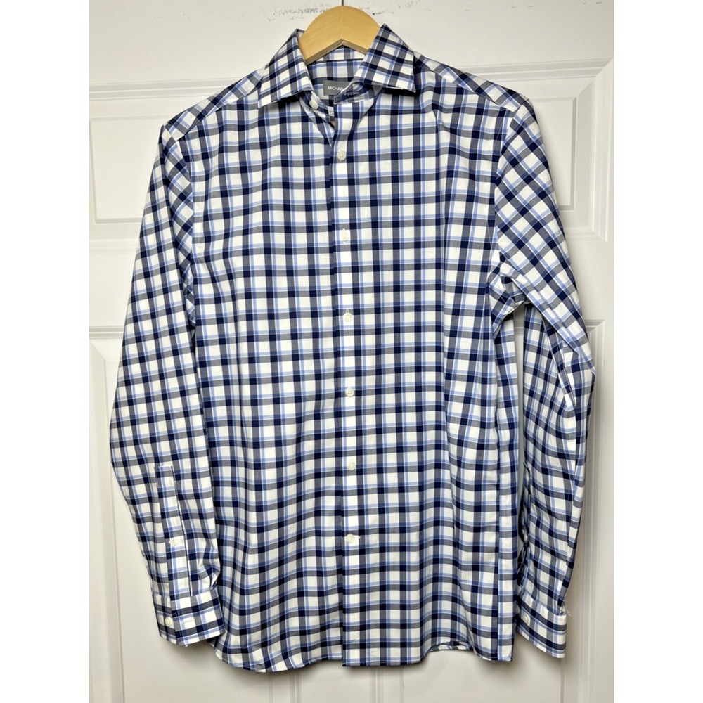 Michael Kors Regular‎ Fit Airsoft Stretch Non Iron Blue Check Shirt 15 32/33